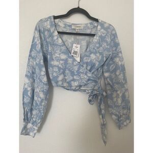 NWT - L*Space Zinnia Wrap Cropped Long Sleeve Floral Top